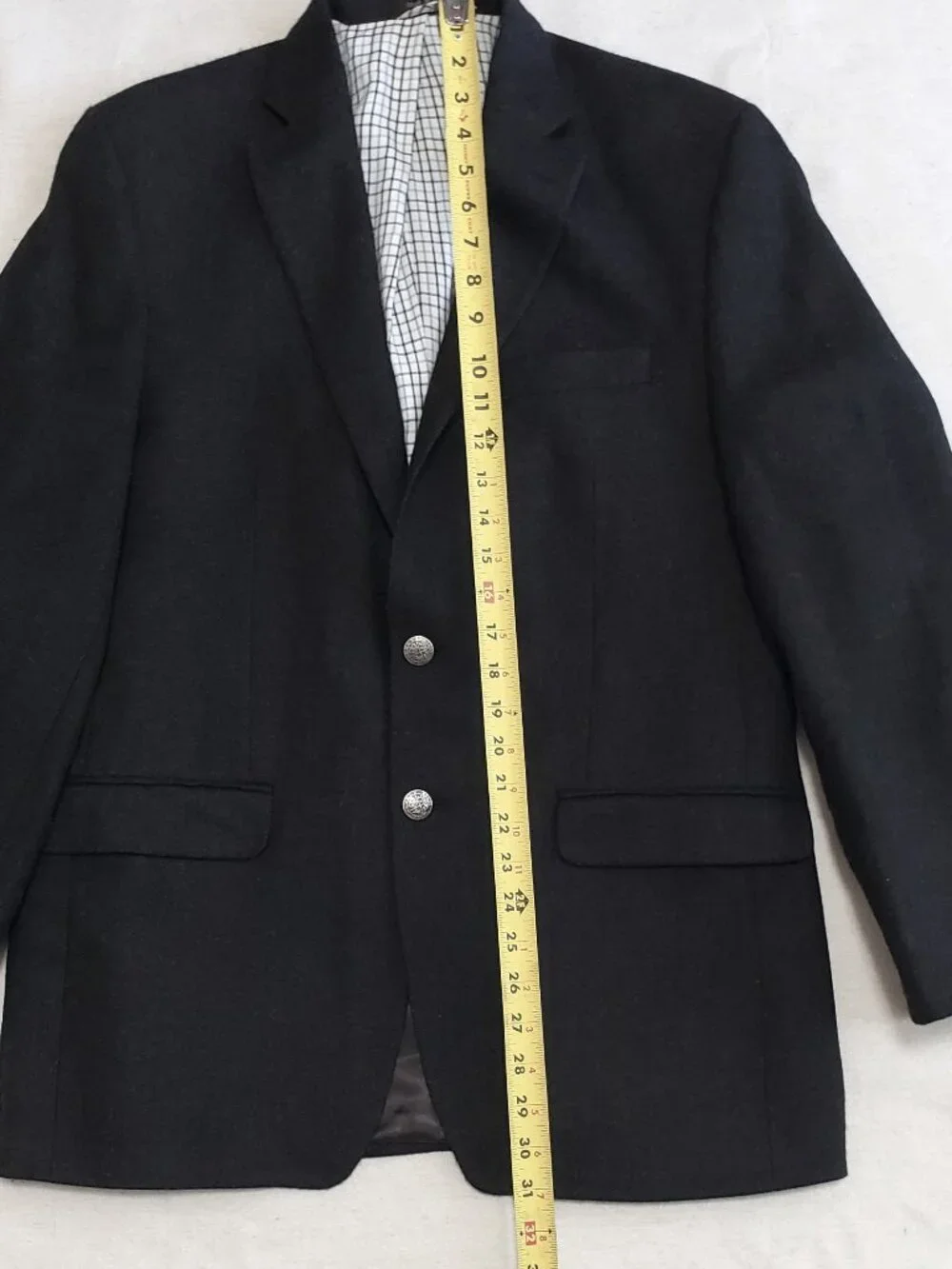 Lauren Ralph Lauren Men's 40R Tweed Charcoal Blazer Coat Jacket Silver Buttons